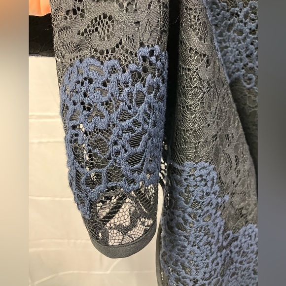 Ann Taylor Loft Lace Shift Dress Mini Black and Blue Size 4 - Picture 12 of 14